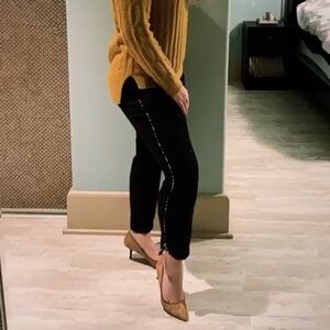 Crop Trousers with Cheetah Print Detailing